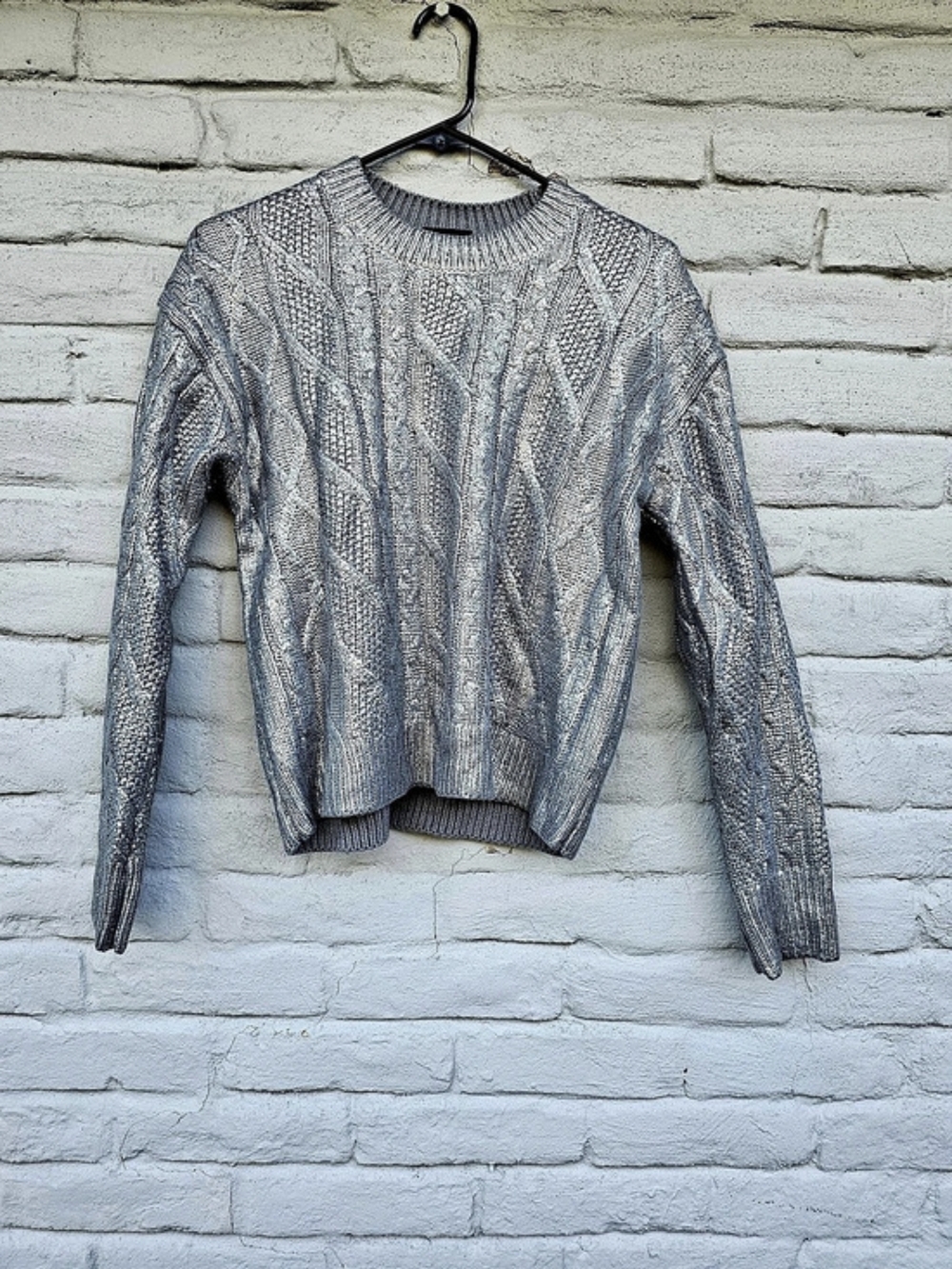 RD STYLE Women's Geometric Knit Sweater Silver Size S